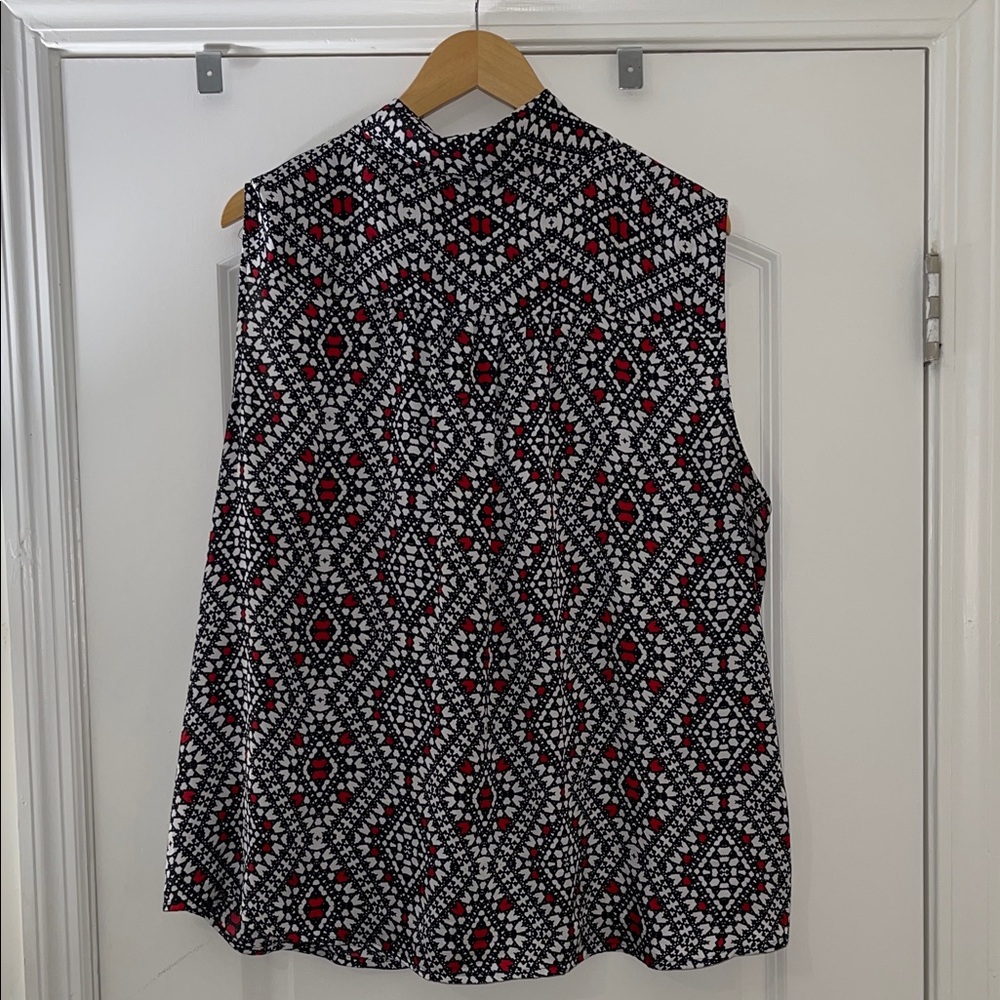 Nine West Black and Red Geometric Blouse - Picture 2 of 8